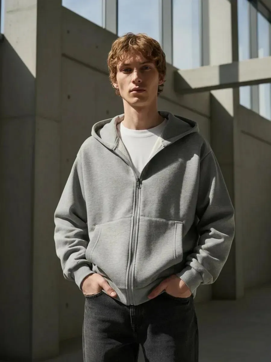 Տաքացված zip-hoodie սվիտշոտ՝ խավով